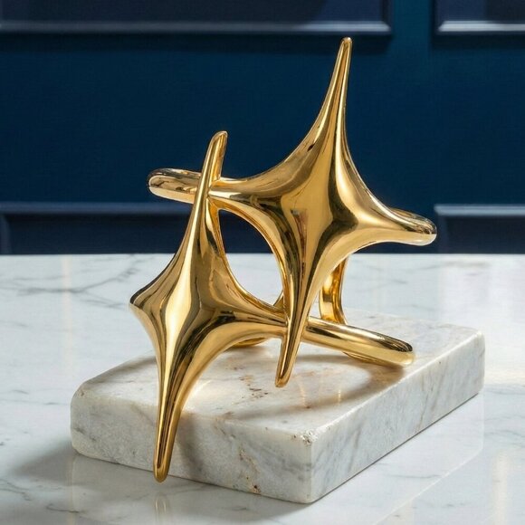 Celestial Starburst 18K Gold Plated Adjustable Ring | Sculptural | Futuristic - Picture 7 of 13